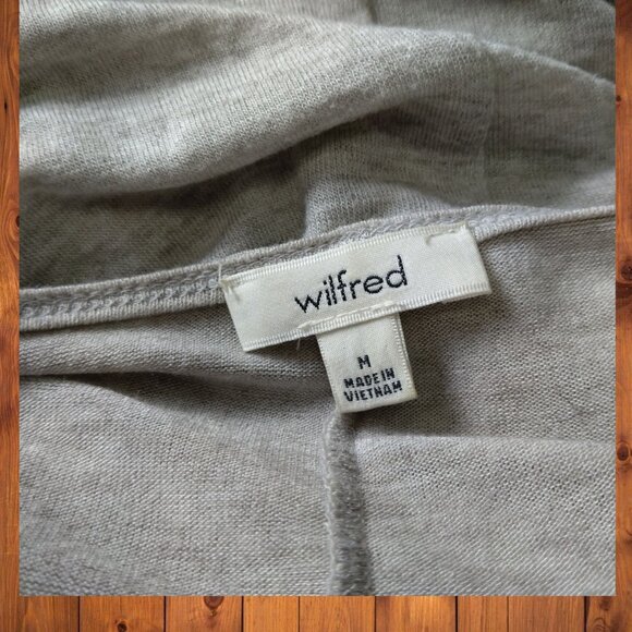 Wilfred Aritzia Women's Medium Long Sleeve Gray Wool Blend V-Neck Top Neutral - Picture 2 of 7